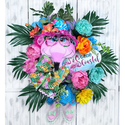 Gone Coastal Flamingo Wreath