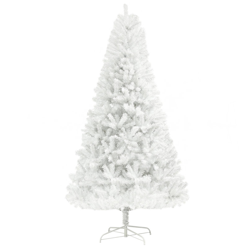 Arbre de Noël artificiel de 6 pi de hauteur, arbre de Noël non éclairé avec 1000 pointes de branches, ouverture automatique, base en acier, décoration des Fêtes pour bureau personnel, blanc
