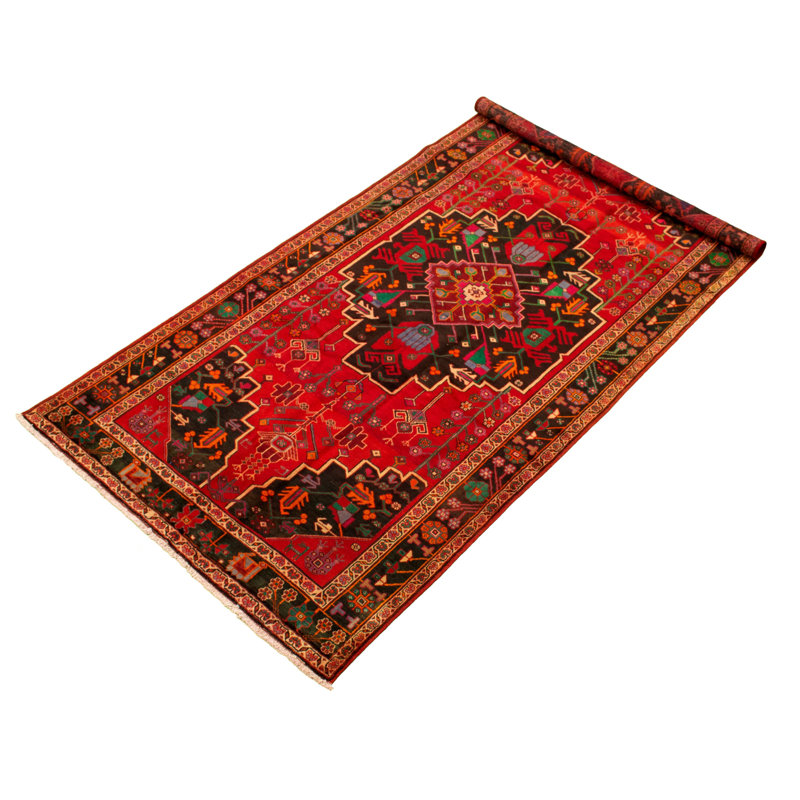 Tapis de couloir en Tapis décoratif laine rouge noué à la main des années 1980 5 pi 5 po x 10 pi 11 po