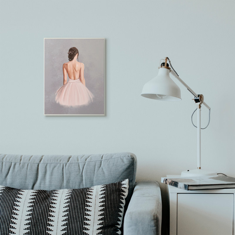 « ballerine fille, peinture gris rose », art textuel, H 19 po x l 13 po, Plaque murale