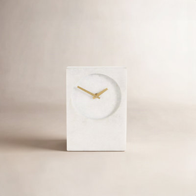 Analog Marble Quartz Movement / Crystal Tabletop Clock White