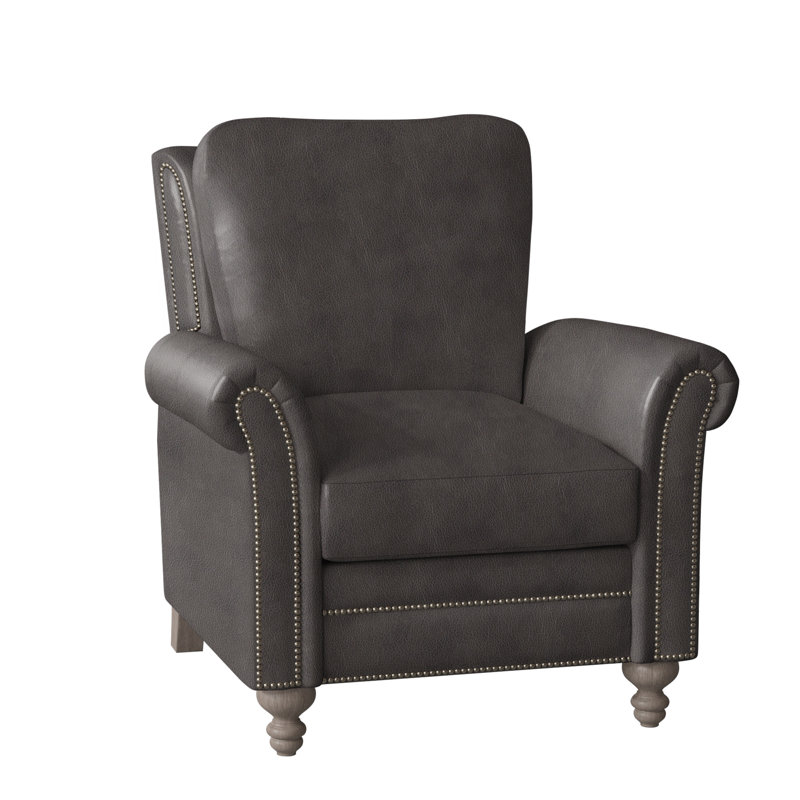Richardson Recliner, Nickel, Stone, Rio Mineral Genuine Leather