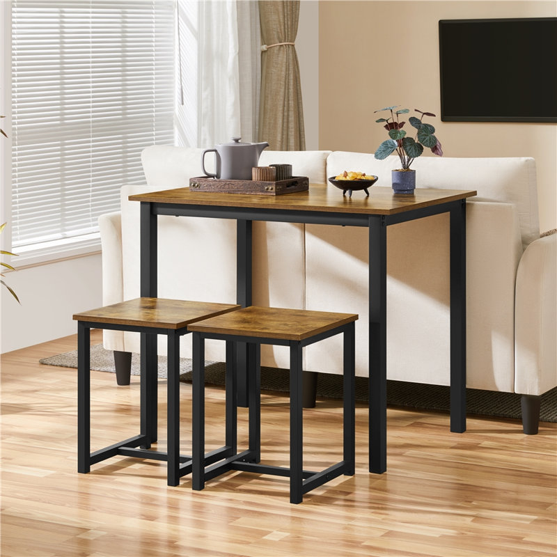 2 - Person Four Leg Dining Set, Rustic Brown, Rustic Brown