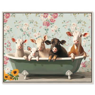 Bathtub Buddies Canvas Print Farmhouse Art by Art Remedy
