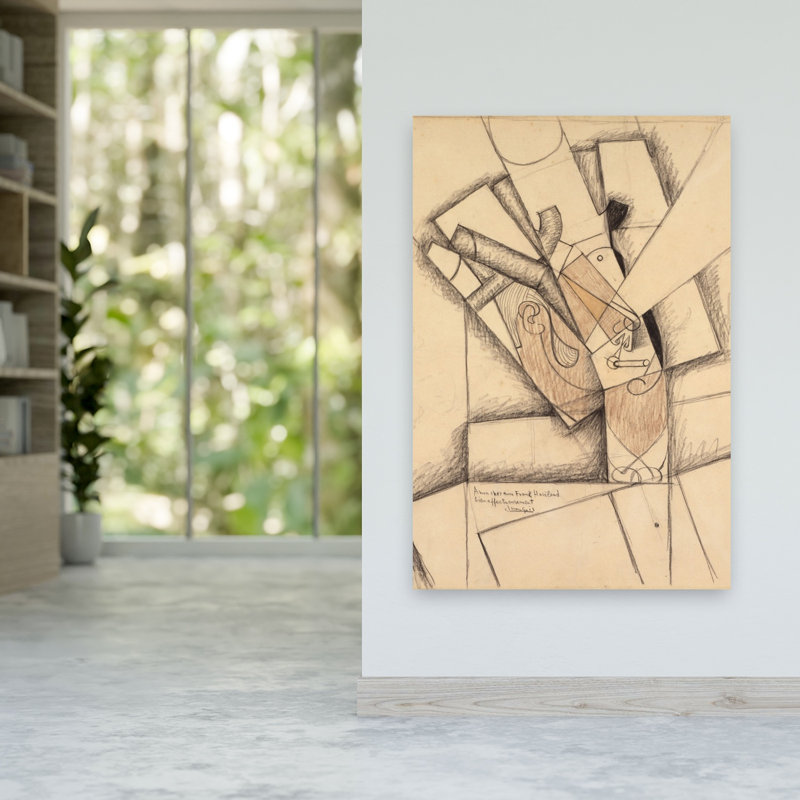 The Smoker, 1913 Abstract Contemporary Wall Art Print by Juan Gris - Wrapped Canvas Print, 152.4cm H x 101.6cm W