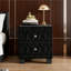 Elegant Velvet Nightstand With 2 Drawers And Crystal Handle, Storage Bedside Table With Button-Tufted, Black