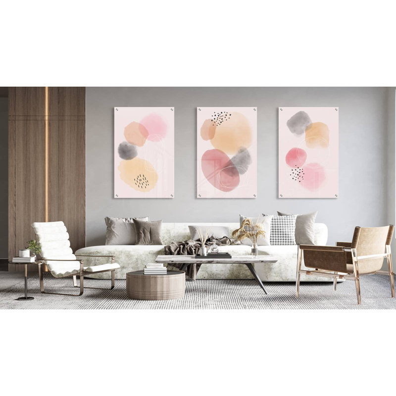 Formes roses - ensemble de 3 reproductions sans cadre