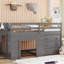 Twin Size Loft Bed With Cabinet And Shelf - Grey