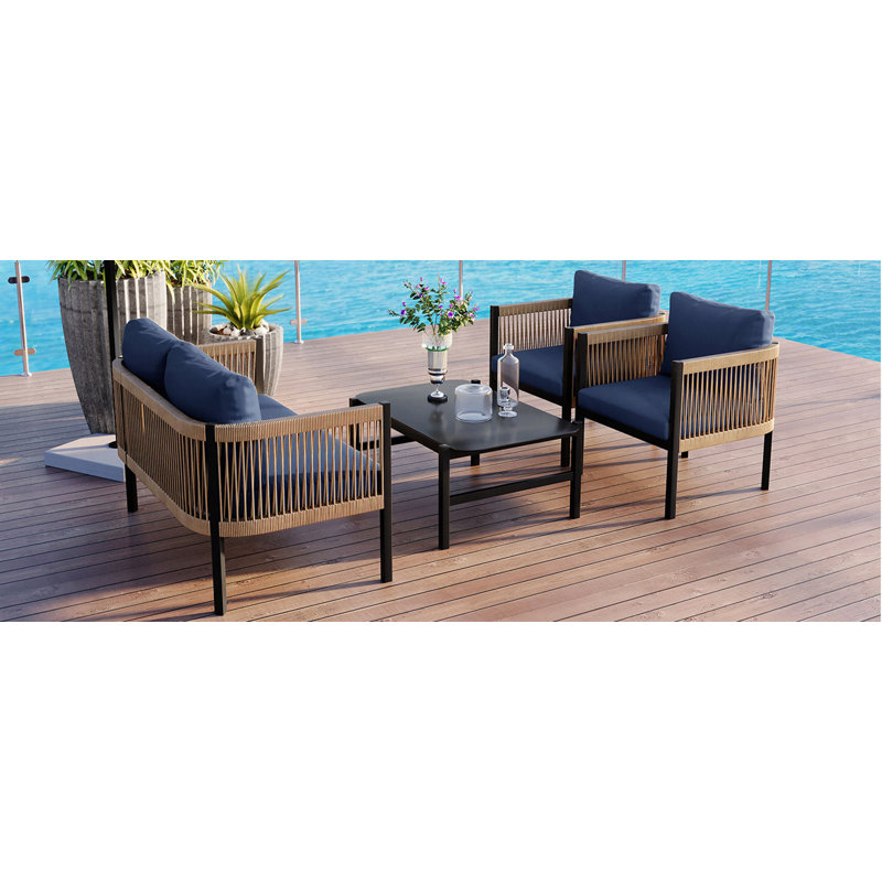 Canapé pour plusieurs personnes avec une table, Bleu très foncé