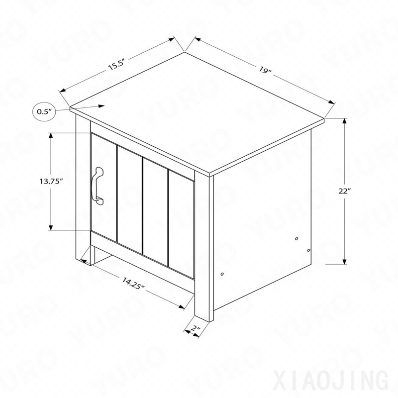 Table de bout contemporaine en stratifié beige et chêne foncé 22 po H
