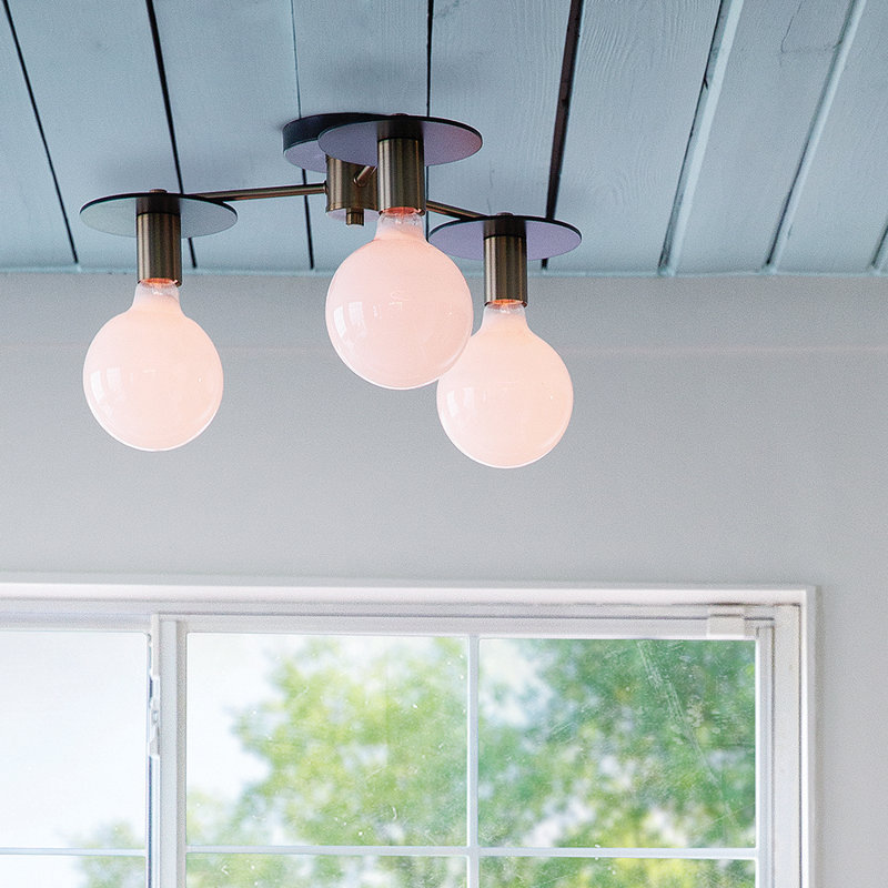 3-Light Two-Tone Semi-Flush Mount Ceiling Fixture