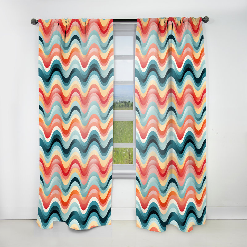 Motif géométrique tourbillon coloré - Chevron - Rideau obscurcissant - 1 panneau, L 52 po x L 90 po