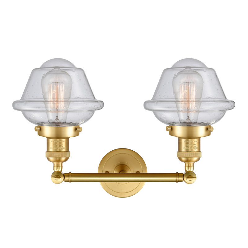 Éclairage pour salle de bain 2 lumières à intensité variable Gebhart, Ampoule DEL 6 watts Vinage, Grainé, Or satiné