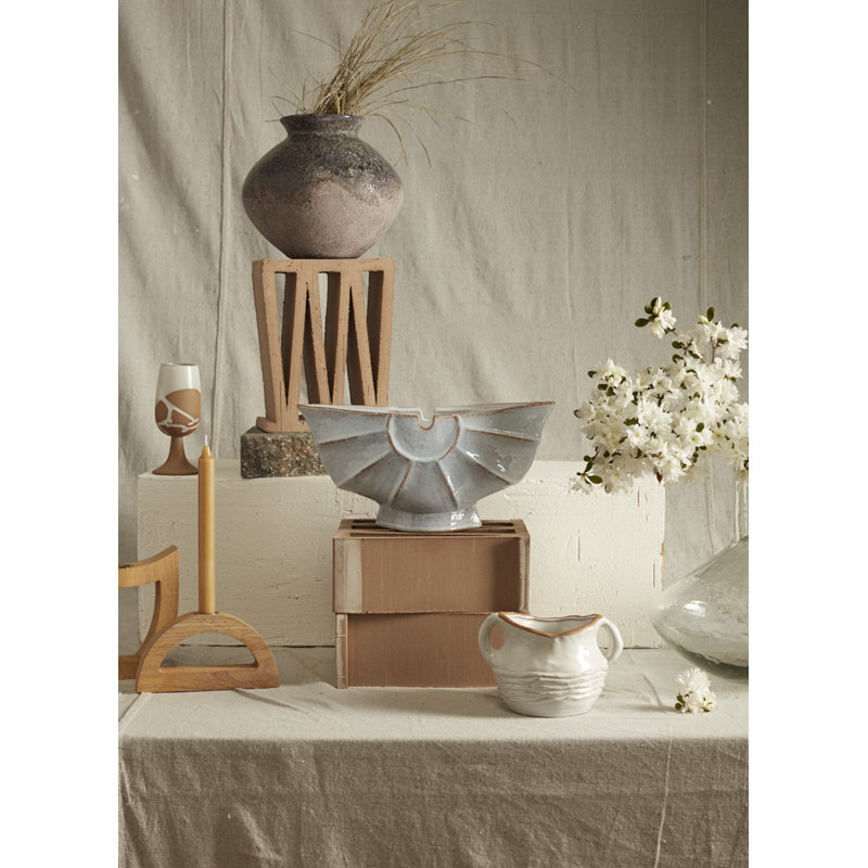 Jayliany Handmade Ceramic Table Vase, 6.75" H x 14.25" W x 6" D