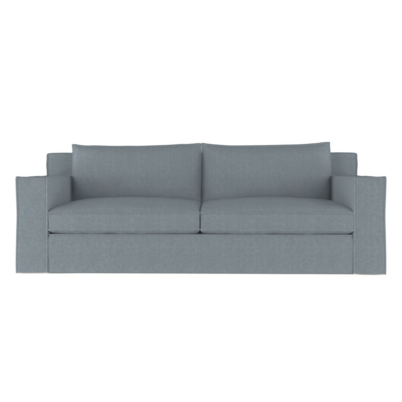 Mulberry Square Track-Arm Sofa with Flange Seam, Box Weave Linen Silver Streak, 33" H x 96" W x 45" D, Weathered