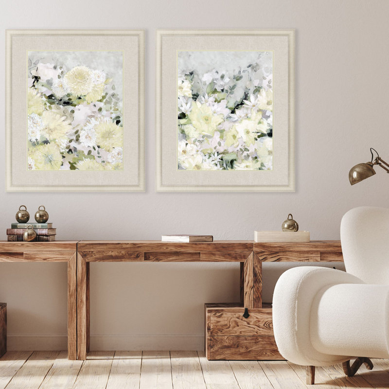Champagne Gold Framed Floral Burst Print Wall Art