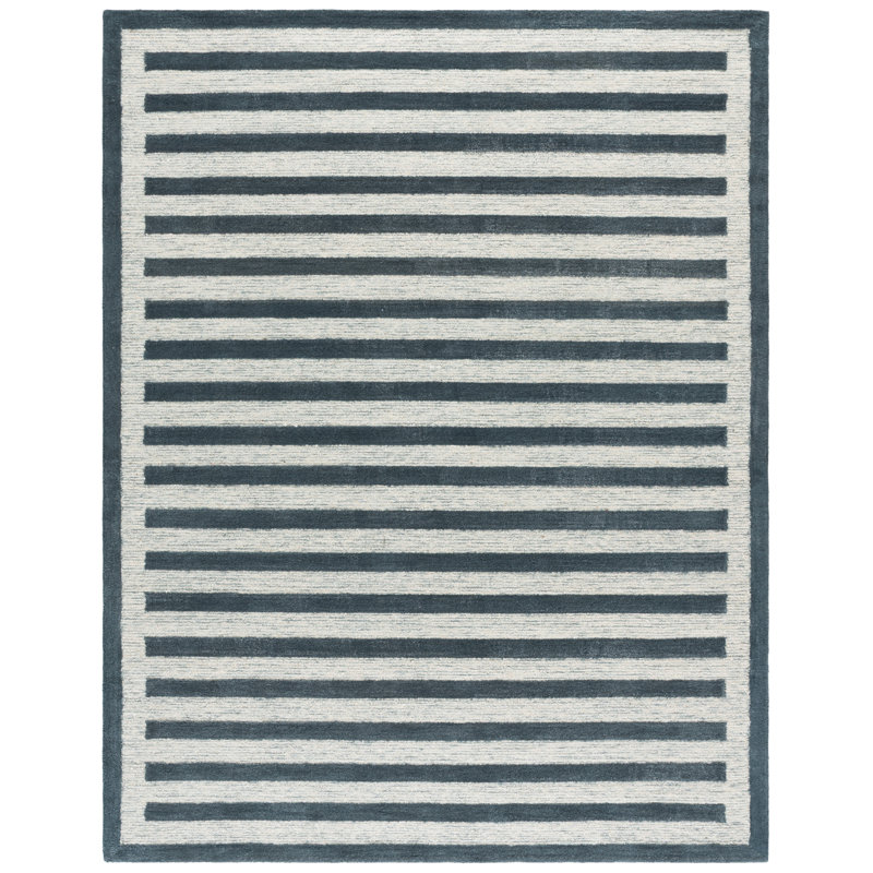 Tapis d'intérieur en laine et coton touffeté à la main ébène, 8'-0" x 10'-0" Rectangle