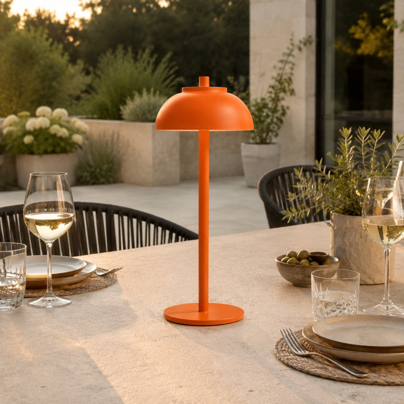 Ensemble de 2 lampes de table orange sans fil avec éclairage DEL rechargeable et commande tactile