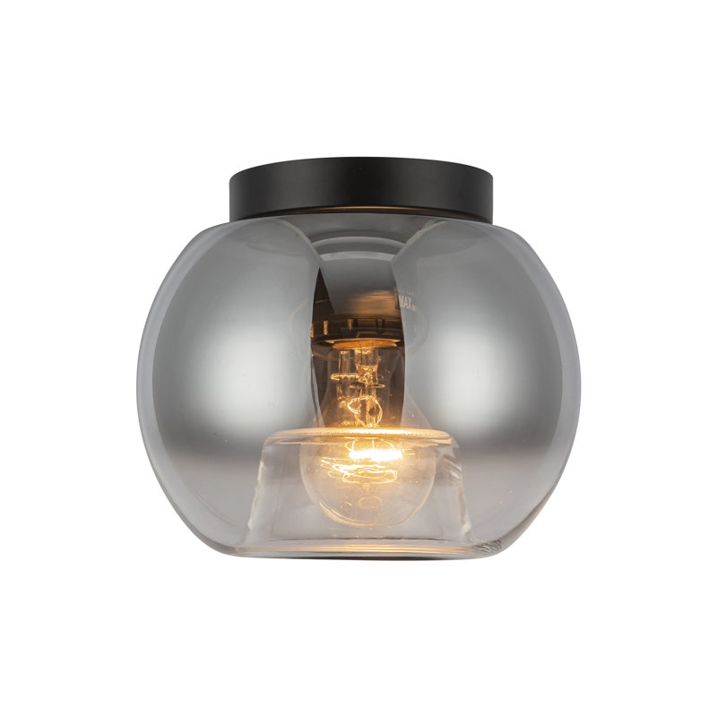 1 - Light Flush Mount, Black, Smoked