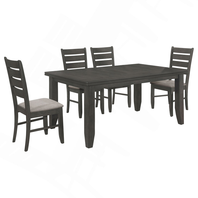 Ensemble de salle à manger, rectangulaire, en bois, meubles de salle à manger, 5 pièces: table, 4 chaises