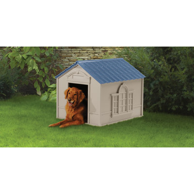  Suncast 33 in. W x 38.5 in. D Plastic Dog House with Vented Design, Made in the USA