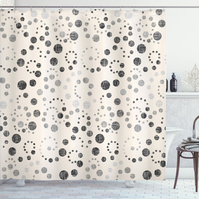 Grunge Polka Dots Spots Backdrop Motif Retro Nostalgic Aesthetic Image Shower Curtain Set -  Ambesonne, sc_21387_extralong