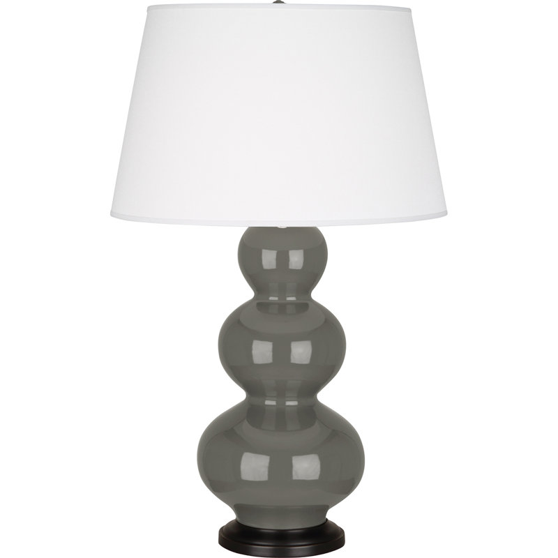 Triple Gourd Ceramic Table Lamp, Ash/Deep Patina Bronze, Deep Patina Bronze