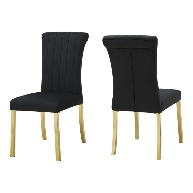 Chaises d'appoint rembourrées Stellas, Noir, Doré