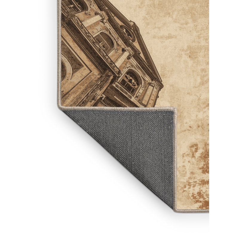 Soft Plush Garrett Quito Historic Center Vintage Vintage Look Area Rug in Brown – Beige Binding, 7x9