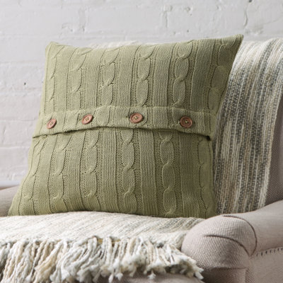 Harrietstown Cable-Knit Square Cotton Pillow Cover & Insert