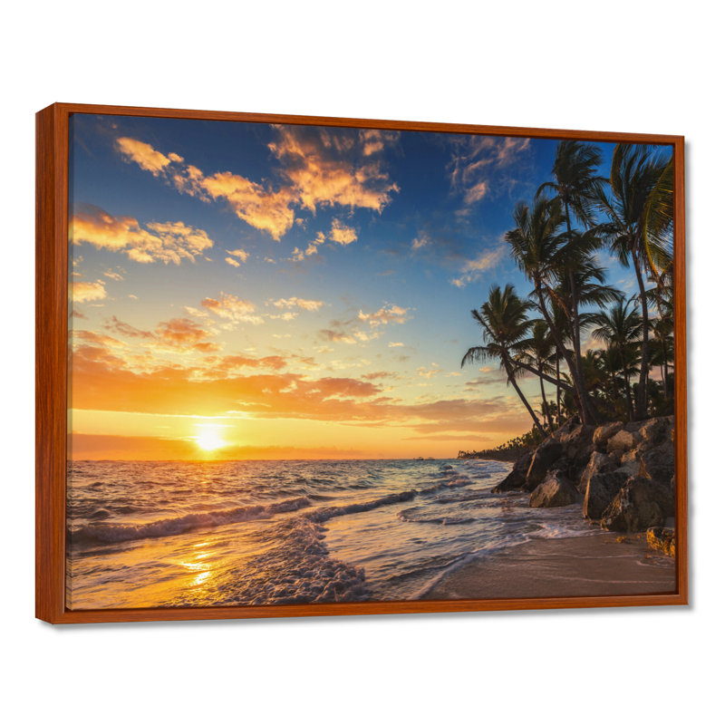 « Paradise Tropical Island Beach with Palms » par Valio84sl - impression photographique sur du métal, H 34 po x l 44 po, Brun