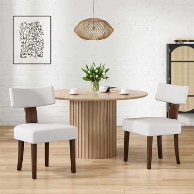 Upholstered Armless Dining Table Chairs Set Of 2 With Hardwood Frame Curved Backrest For Kitchen Room