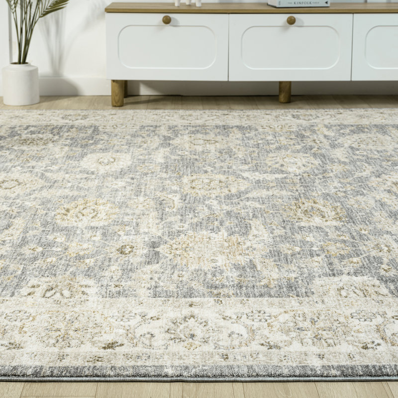 Tapis d'intérieur transitionnel bleu / ivoire Plumerra, Blue/Ivory