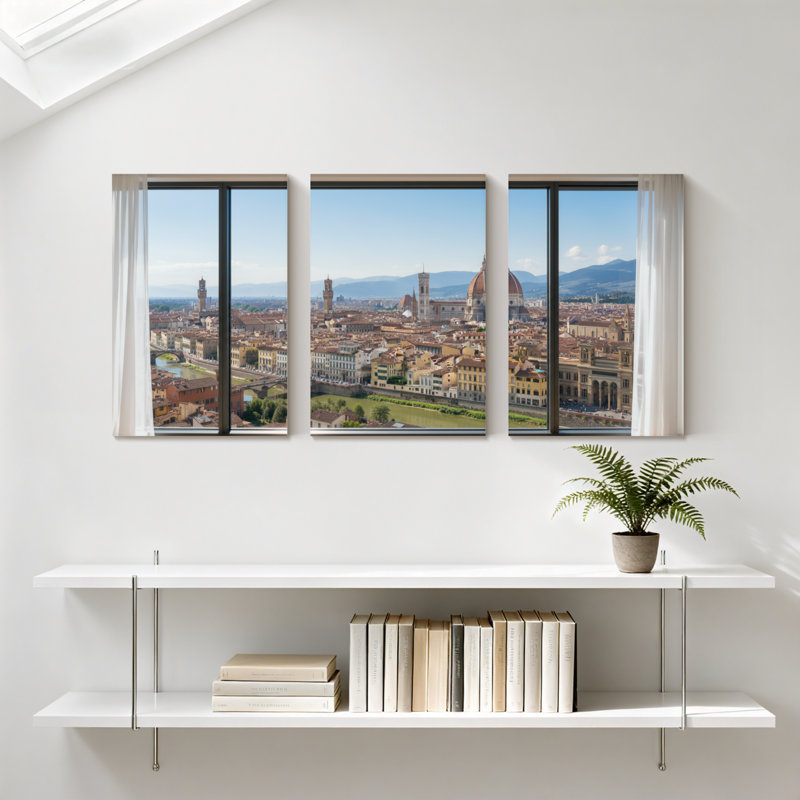 Scénario et paysages urbains, ensemble de 3 reproductions d'art sur toile, H 18 po x l 36 po