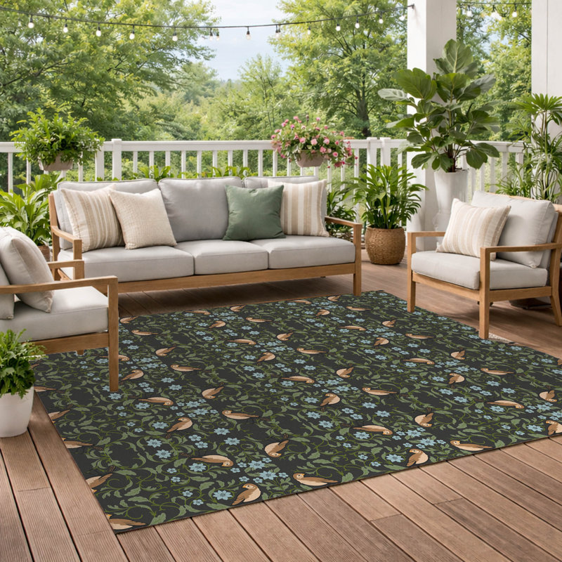 Tweetie Soft Step Outdoor Area Rug, Charcoal, Rectangle 6' x 4'