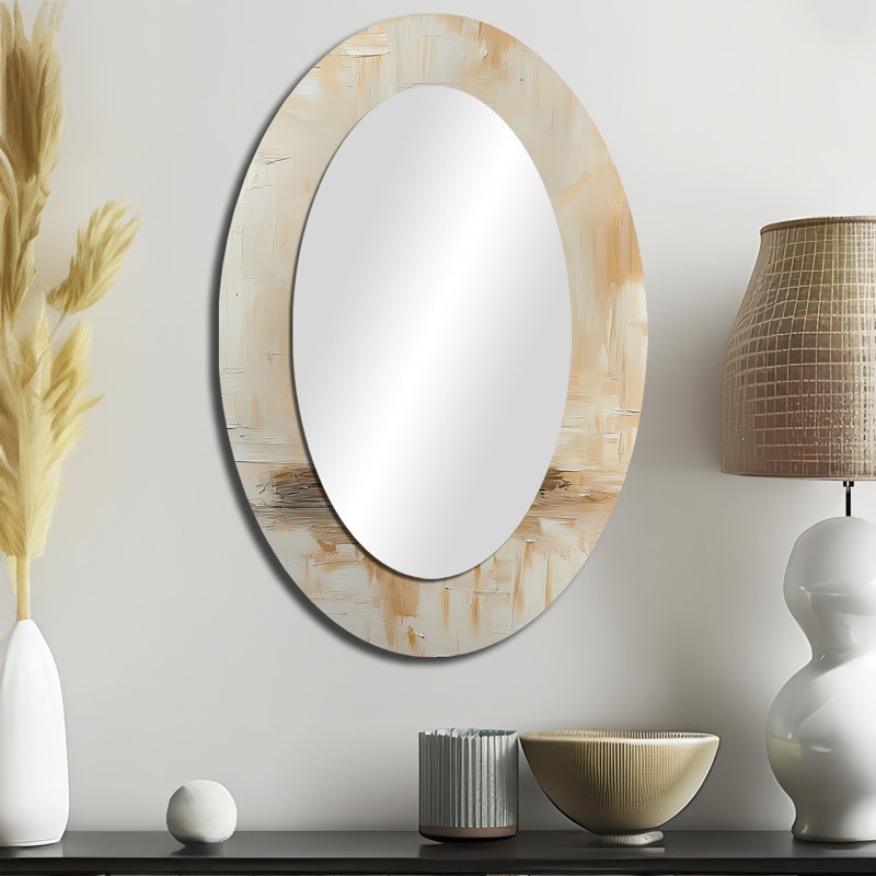 Blanc Volleyball Ballon Minimalisme Vibes - Miroir mural moderne ovale, 36 po x 24 po