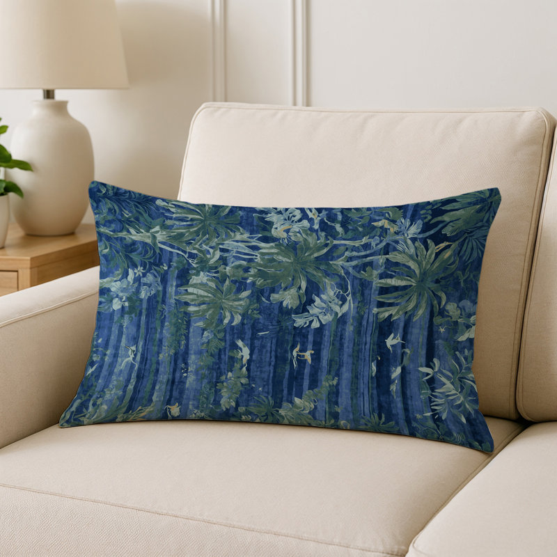 Coussin décoratif intérieur et extérieur Modern, Floral gris 1, Rectangle H 14 po x l 20 po