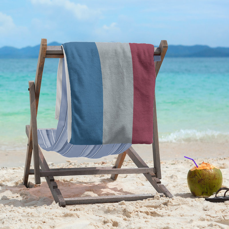 Columbus Lightweight Beach Towel, Microfiber, Blue/Silver/Burgundy
