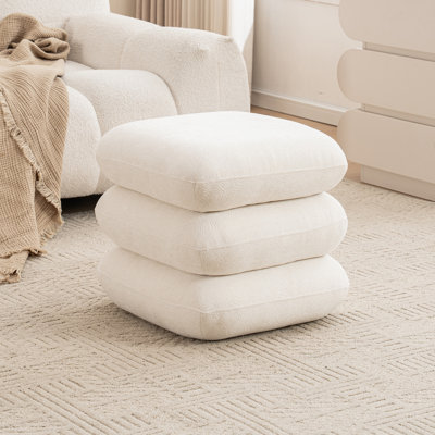 Modern Upholstered Square Swivel-Top Ottoman