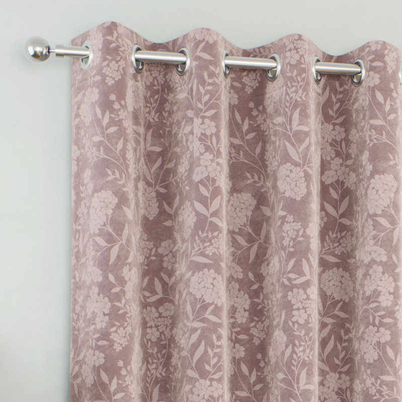  Cuba Blackout Thermal Eyelet Curtains (PAIR), 117cm Width x 183cm Drop, Pink