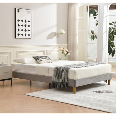 Lit plateforme en tissu d'ameublement
