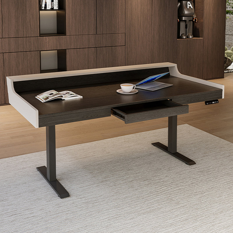 Black + White Rectangular Solid Wood desks, 53.94" H x 62.99" W x 27.56" D