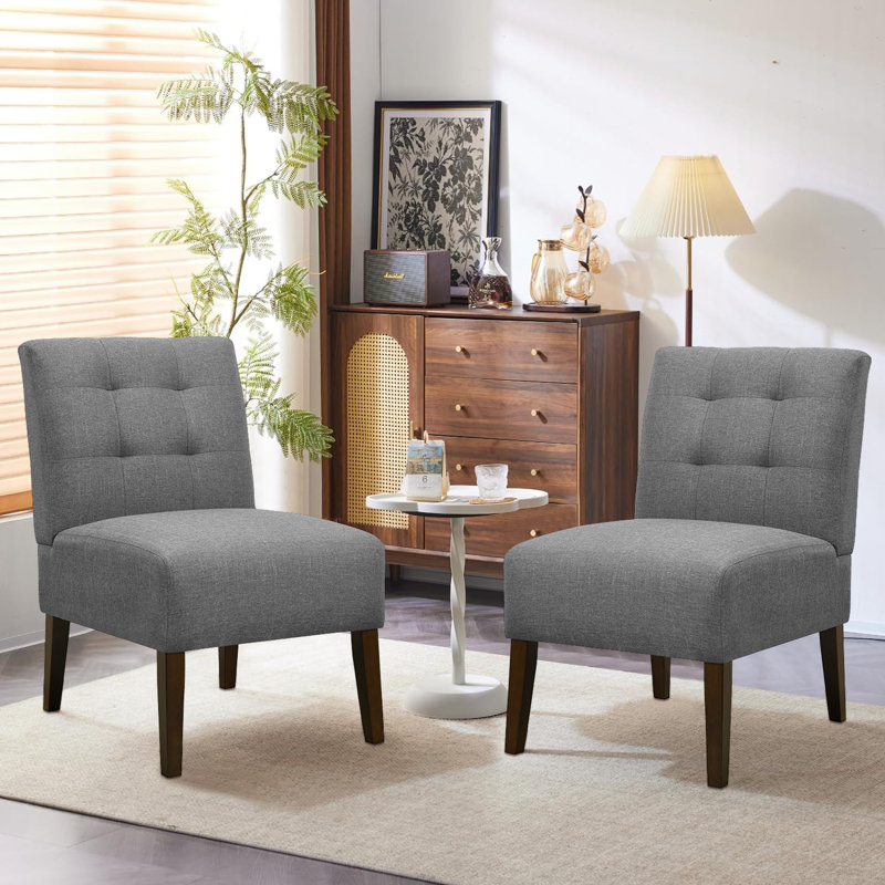 Ensemble de 2 fauteuils de chambre Morden, Polyester gris