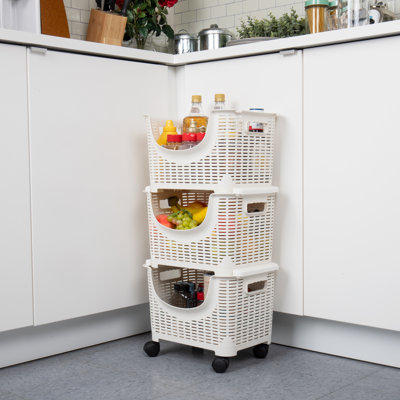  Plastic Storage Cart, Kitchen Storage, Rolling, Toy Storage, Laundry, Kitchen, 14.75"L x 11"W x 28.25"H