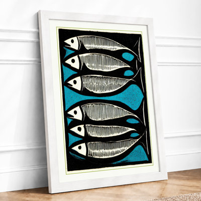 Five Fish in Symmetry Minimalist 1 Piece Single Picture Frame Wall Art
