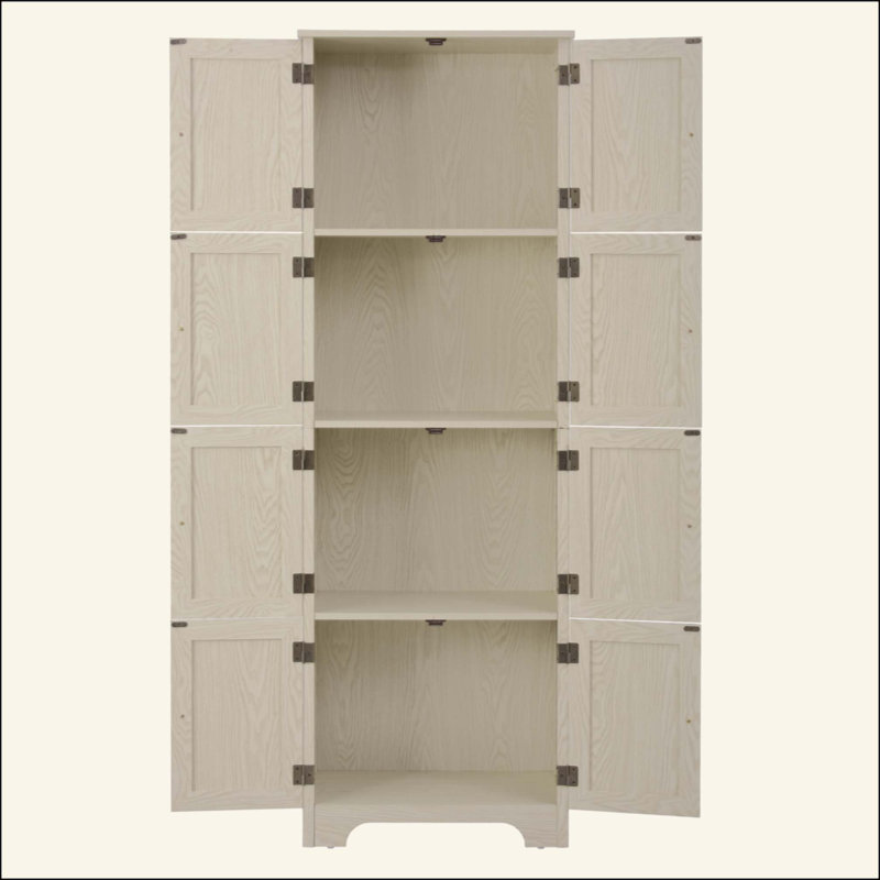 Grande armoire de rangement avec 8 portes et 4 tablettes, bibliothèque, salon, cuisine, salle à manger et armoire de rangement autoportante