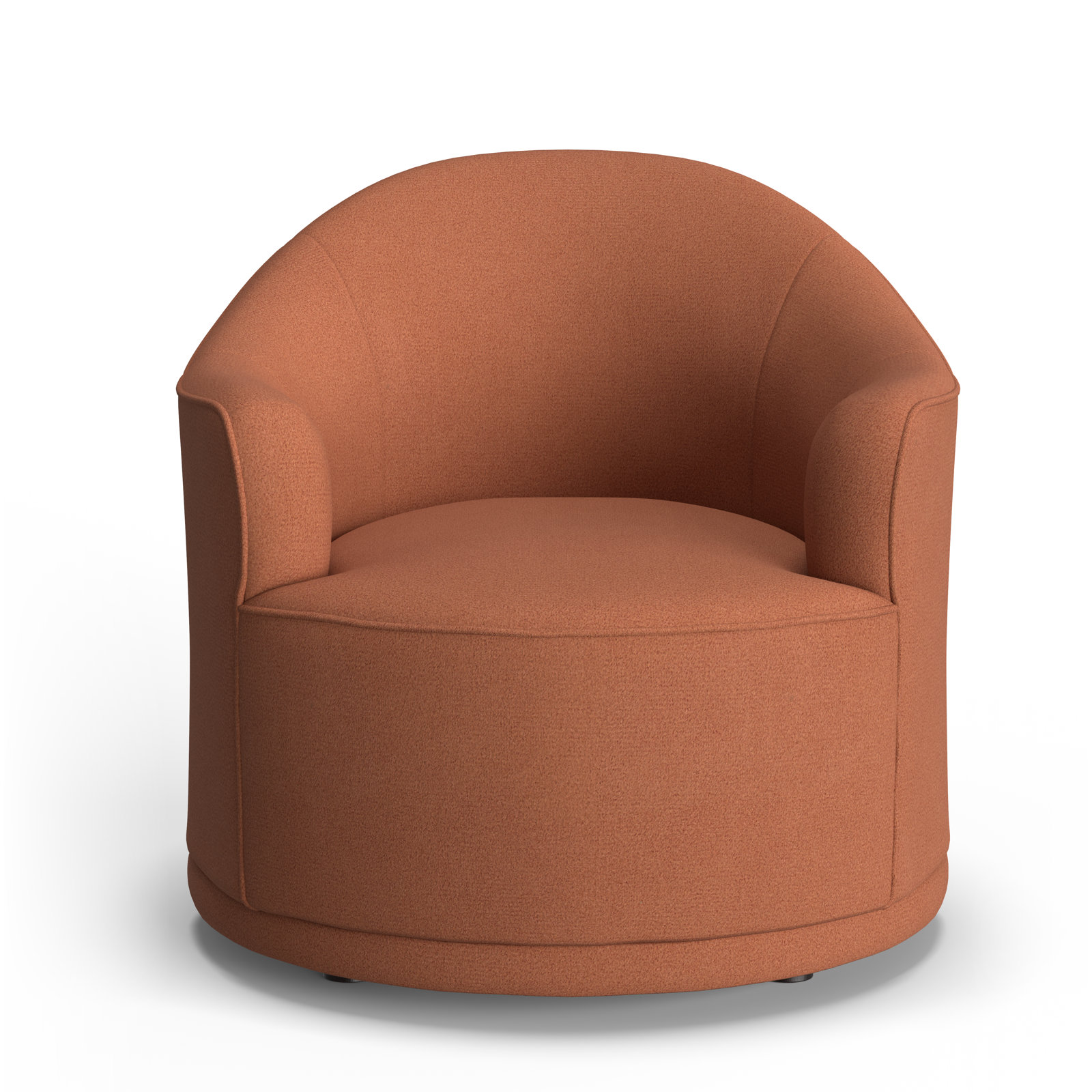 Rumi Upholstered Swivel Barrel Chair, Rosewood Performance Weave