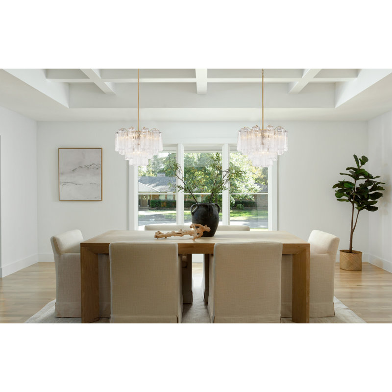 Arras Dimmable Tiered Chandelier,  Clear, Polished Chrome, 14" H x 19.75" W x 19.75" D