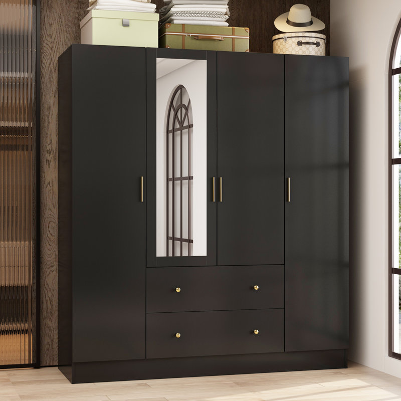 Armoire 4 portes 70,9 po Ragin, Noir