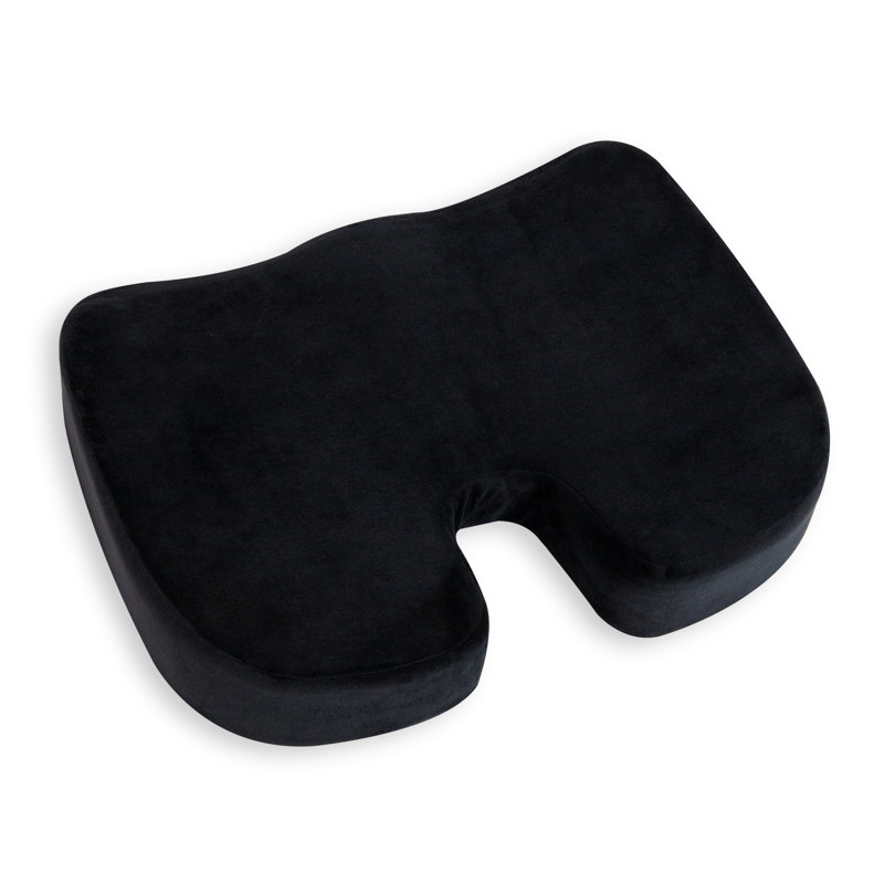 Coussin de siège en mousse viscoélastique Mind Reader, soulagement de la pression ergonomique pour le bureau, la voiture et plus encore, soulage les douleurs de la hanche, du coccyx et de la sciale, L 18 po x l 13,5 po x H 2,75 po, noir